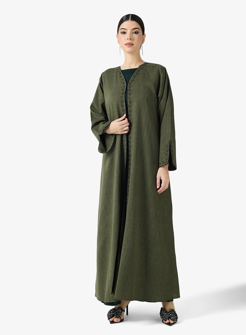 hayas closet Embroidered Abaya With Sheila - Image 5